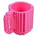 Brick Mug [Updated Version] Fubarbar 12 oz Build-on Coffee Cups Funny Tea Mug Beverage Cup Puzzle Mug Building Bricks enjoy Creative DIY Building Blocks (Rose) …