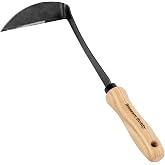 Japanese Weeding Sickle, Stainless Steel Cape Cod Weeder Garden Hand Hoe | Manual Weeding Tools with Ergonomic Ash Wood Handle, Sharp Blade Quick Weed Removal, Soil Loosening, Digging &amp; Cultivating