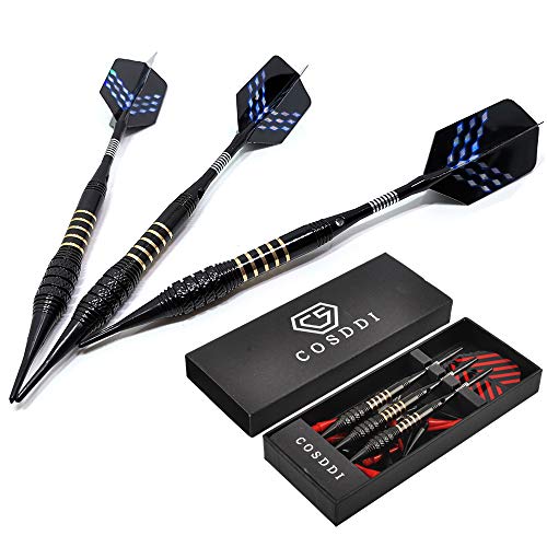 CS COSDDI Soft Tip Darts, Professional Plastic Tip Darts Set,3 Pcs 18 Gram with 20 Extra Dart Tips,6 Flights, Flight Protector and Tool Kit Ideal for Electronic Dart Board