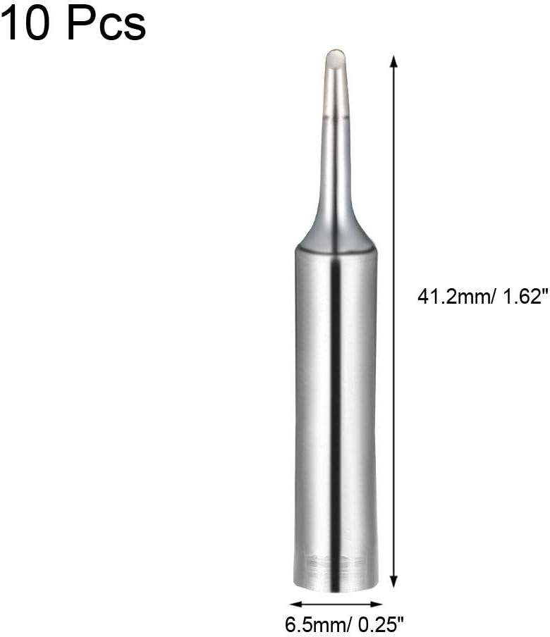 sourcing map Soldering Iron Tips 4mm x 6.5mm Bevel Edge Replacement for Solder Station Tip 900M-T-1C Silver 10pcs - Image 3