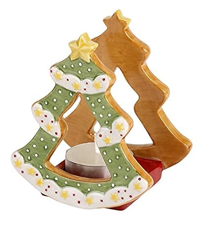 Villeroy & boch naif christmas tiered stand 10.25" tall Villeroy & Boch Winter Bakery Decoration Candle Holder with Tree, Green