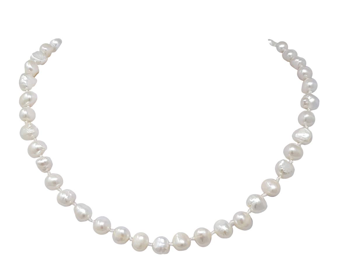 Treasure Bay Elegant Womens Pearl Necklace 8-9mm Baroque Freshwater Pearl Necklace for Ladies Girls: White | Gift for Her Gift for Mum Christmas Birthday Gift (White) โ image 1