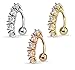 5 CZ Vertical Drop Reverse Belly Button Ring Surgical Steel 14g Top Down Navel Ring