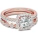 AONEW Engagement Wedding Halo Ring Set Rose Gold 2pcs 1.5ct Princess White Cz Size 5-12
