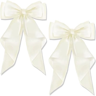 AYNKH 2 Pack Big Bow Hair Clips Satin Black French Barrette