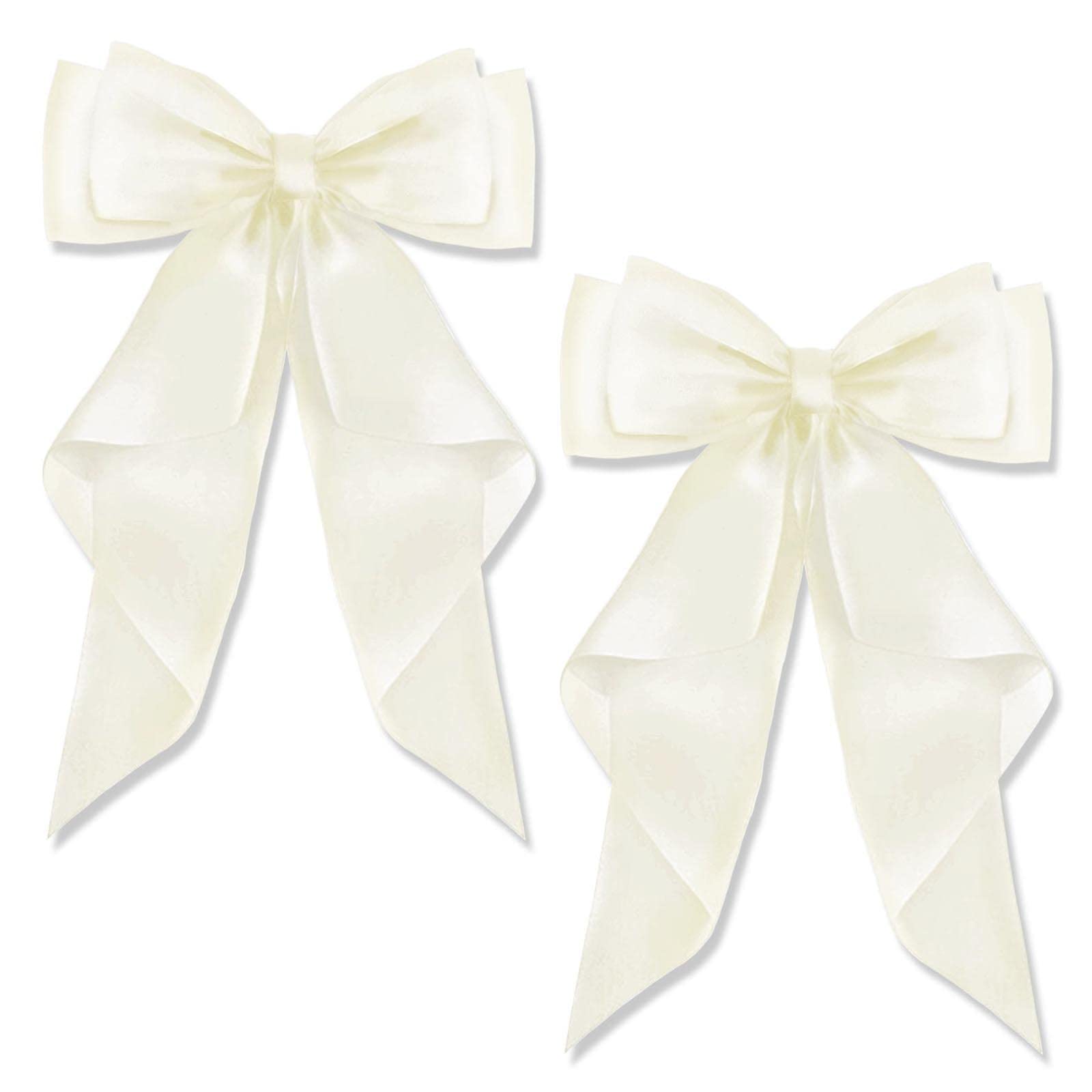 AYNKH 2 PCS Big Bow Hair Clips with Long Silky Satin, Solid Color French Barrette Simple Hair Fastener Accessories for Women Girls