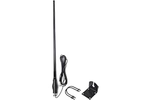 2m 70cm Car Radio Antenna for Vehicle, GMRS Ham Mobile Base Station Antenna with Spring Base/L-Black Bracket/ PL259, Support 