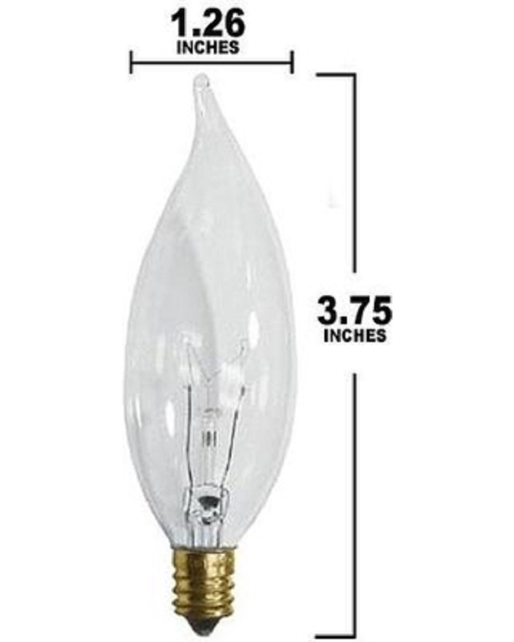 Pack of 12 25 Watt CFC Clear Flame Shaped Incandescent Light Bulb, Candelabra 714497640457 eBay