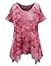 CTC Womens Tie Dye / Solid Round Neck Short Sleve Open Shoulder Top - Made in USA