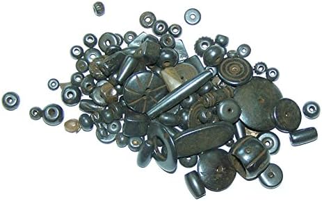 Black Bone Bead Assortment (100 Handmade Bone Beads With A Black Finish)