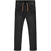 Haloumoning Boys Jeans Kids Elastic Waist Straight Leg Denim Pants with Drawstring 4-14 Years