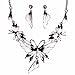 QIYUN.Z Enamel Butterfly Pendant Bib Fringe Y Neck Lariat Necklace Stud Earrings Set