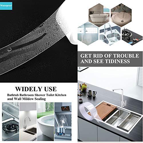 TYLife Caulk Tape,Washable Adhesive Caulk Strip Self Waterproof Repair Tape for Bathtub Bathroom Kitchen Sink Basin Edge Shower Toilet Kitchen and Wall Mildew Sealing(2Inch Width x 33Feet Length)