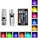 KNRAGHO LED Atmosphere lights, T10 W5W RGB LED Bulbs with Remote Controller RGBW 501 194 168 6SMD 5050 Silicone Strobe light Use for Reading light,/Roof light/Trunk light/Interior light