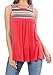 Levaca Womens Summer Sleeveless Pleated Loose Casual Ethnic Tunic Tops Red L