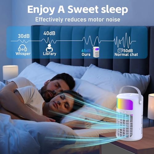 Portable Air Conditioner, 2026 Upgraded 4-IN-1 Portable Ice Fan with 3 Cooling Speeds & 1500ml Water Tank, 2 Cool Mist Ultra-Quiet Desktop AC Fan with Remote & 2-8H Timer for Bedroom, Office, Home