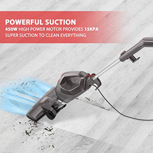 MOOSOO Vacuum Cleaner, 450W Powerful Suction 4in1 Stick Vacuum