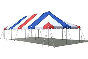 Party Tents Direct 20'x40' Weekender Canopy Pole Tent - Easy Up Canopy Tent with 160 Person Capacity - Outdoor Canopies for Parties, Weddings, & Events (Red White and Blue Top)