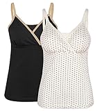 Intimate Portal Women Gaia Nursing Cami Tank Breastfeeding Tops 2-Pk Black White M