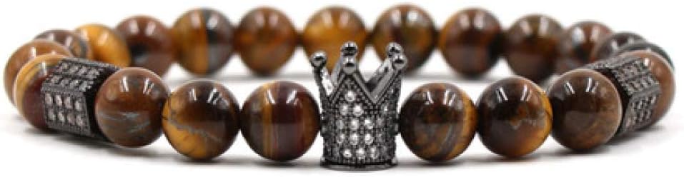 Wuligeya Chakra bracelet micro-set white zircon 2x4 corner column crown bracelet white pine stone tiger eye stone male and female bracelet