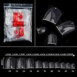 DZT1968 500 Pcs 10 sizes long lasting Fake Artificial Nails Sticker Natural Acrylic False Toe Nails Tips (Clear)