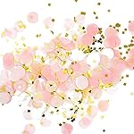 Premium 1-inch Round Tissue Paper Party Table Confetti - 50 Grams (Pink, White, Gold Mylar Flakes)