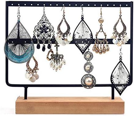 yanQxIzbiu Jewelry Organizer, 2 Tier Wood Earrings Organizer Jewelry Holder Necklace Bracelet, Jewelry Hanging Stand, 24/44 Holes White L