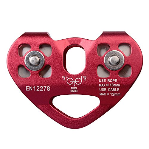 Amotor Mountaineering Climbing Rock 30Kn / 6700Lbs Zip Line / Wire Cable Trolley Pulley (Red) (600748263042)