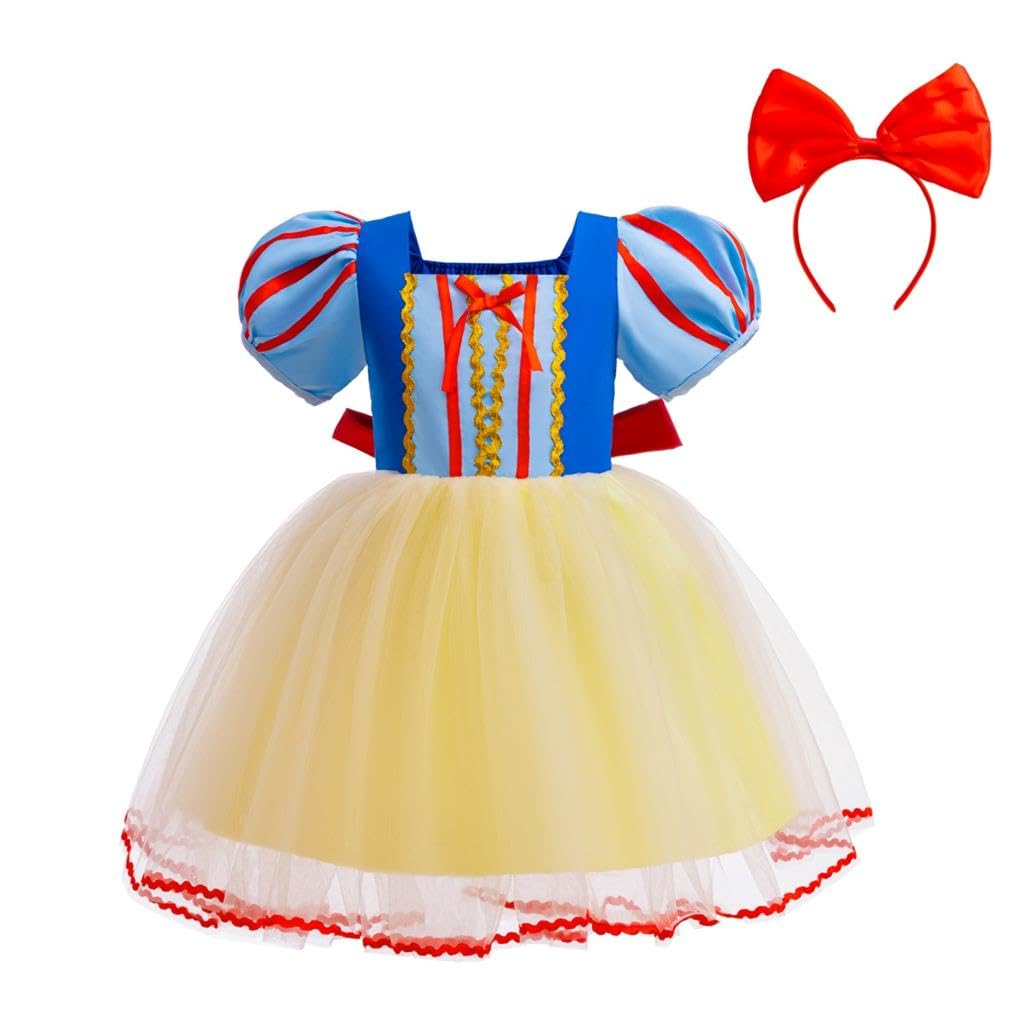 Lito Angels Princess Snow White Fancy Dress Up Costume for Baby Girls Birthday Party Tulle Skirt with Headband Age 18-24 months