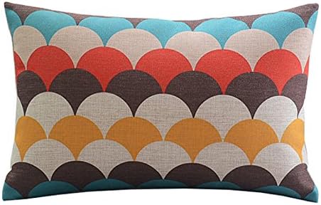 Ancase Cotton Linen Decorative Throw Pillow Case Cushion Cover Multi Layers Scales Rectangle 12" * 20"