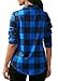 KISSMODA Women's Sexy Long Sleeves Fitted Plaid Shirt Deep V Neck Tie Front Tops Blouses With Pockets