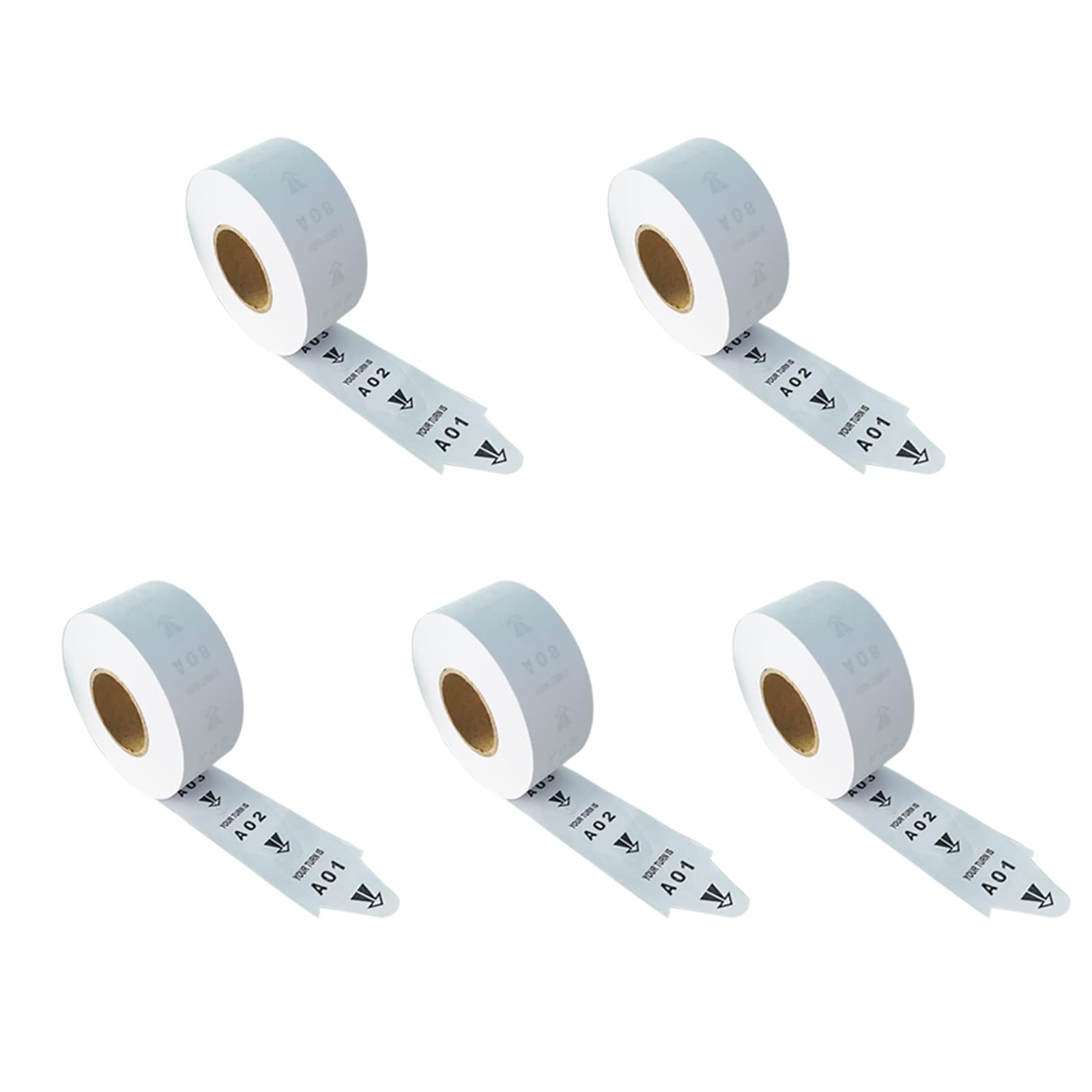 CYSSJF Number Ticket Roll (5 Rolls) | Alpha-Numeric(A00-E99),2000 Tickets/Roll | Take-A-Number Tickets, Turn-O-Matic Queue Number Roll for Ticket Dispenser | Deli,Clinic,Waiting Area|11.3x11.3x4cm