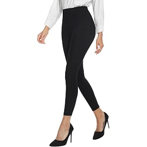 Tagoo Black Dress Pants for Women, High Waisted Pull On Skinny Fit