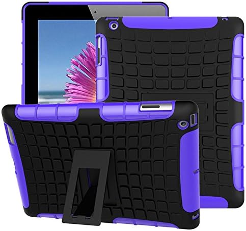 iPad 2 Case,iPad 3 Case,iPad 4 Case, TOODAY Ultra Premium Slim Hybrid Heavy Duty Armor Protection Cover Anti Slip Kids Friendly Shockproof Silicone Protective Cover for Apple iPad 2/3/4 (Purple)