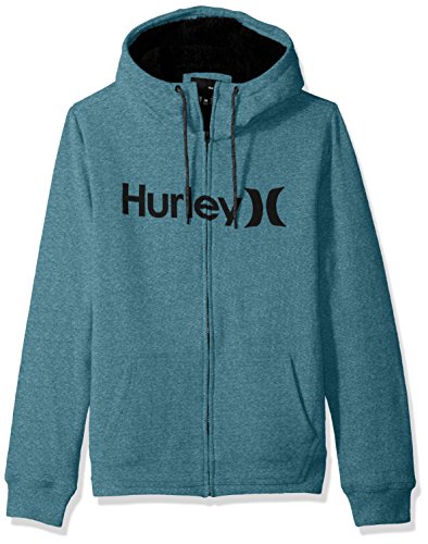 Hurley Men's Long Sleeve Sherpa Lined Zip up Hoodie, Space Blue, M