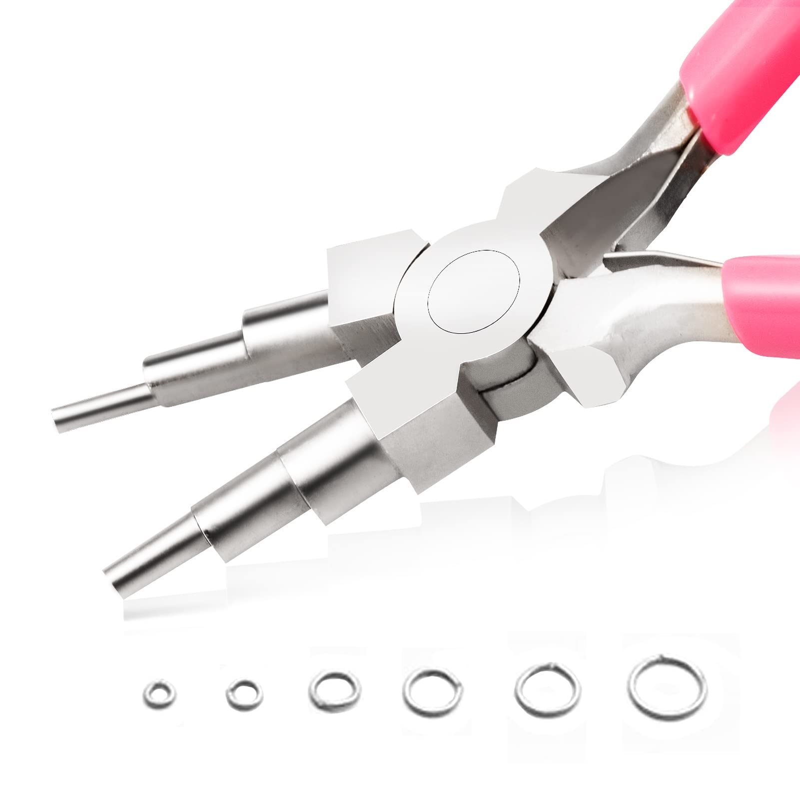 LEONTOOL 6 in 1 Bail Making Pliers Wire Looping Pliers for Jewelry Making Loop Sizes 3-10mm 6 Step Wire Looper for Bending Loops and Rings Jewelry Making Supplies with PVC Handle — image 1