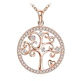 J.Rosée Christmas Jewelry Gifts Packing Rose Gold Plated Tree of Life Pendant Necklace 925 Sterling Silver for Women Girls