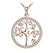 J.Rosée Necklace With 925 Sterling Silver Rose Gold Plated Tree of Life Pendant Necklace 18