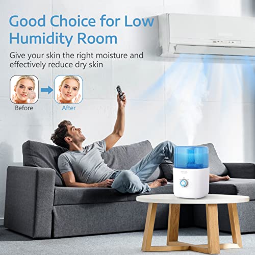 ASAKUKI Humidifiers for Bedroom, 3L Top Fill Cool Mist Humidifiers