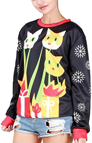 3D Printed Pullover Chritmas Long Sleeve Cute Sweetshirt Hoodies For Women