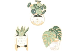 XKYDYF 3pcs Cartoon Plant Enamel Lapel Pins Cute Creative Succulents Potted Brooch Aloe Leaf Alloy Plant Badge Pin Brooch for Women Clothing Bags Backpacks Jackets Hat DIY Accessory Decoration