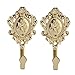 OULII 2-Pack Vintage Drapery Curtain Holdbacks Tieback Hooks Rose Pattern (Golden)