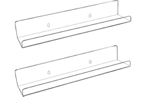 evron Clear Acrylic Floating Shelves for Storage,Adhesive Stickers Kids Bookshelf,Window Clear Invisible Shelf for Display,Bedroom,Living Room,Bathroom,Kitchen 13.8"(Clear 2 PCs Set)