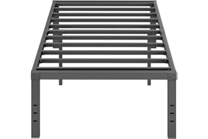 Furnitui 18 Inch High Platform Twin Bed Frame, Metal Bed Frame Twin No Box Spring Needed, Easy Assembly, Noise Free, Sturdy, Black