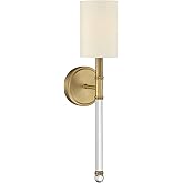 Savoy House 9-101-1-322 Fremont Traditional Soft White Glass Wall Sconce, 1-Light 60 Watt, 21" H x 5" W, Warm Brass