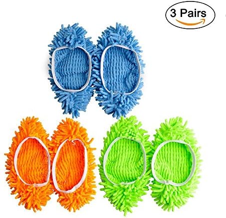 Multifunctional Microfiber Lazy Mop Slipper Mop Dust Cleaner Grazing Slippers Home Floor Cleaning Tools Shoe Cover(Green,Blue,Yellow- 3pairs)