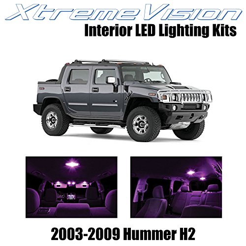 XtremeVision Hummer H2 2003-2009 (15 Pieces) Pink Premium Interior LED Kit Package + Installation Tool