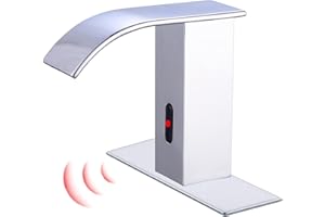 Gangang Touchless Bathroom Sink Faucet Motion Sensor Hands Free Automatic Commercial Vanity Water Faucets with Temperature Control Hot & Cold Mixing Valve Chrome