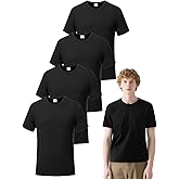 OKBA 5 PCS Black t Shirts Available for Men and Women Adult Round Neck Polyester Blank Tshirts Short Sleeve