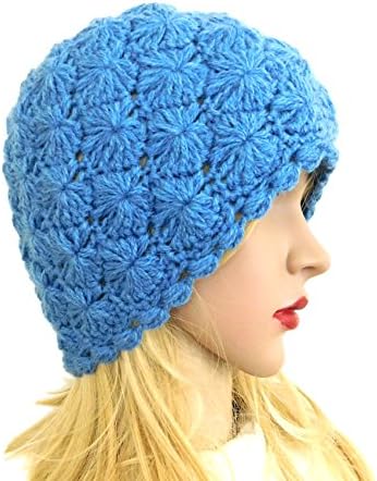 Women's Hat Beanie Blue Mate Flower Hat